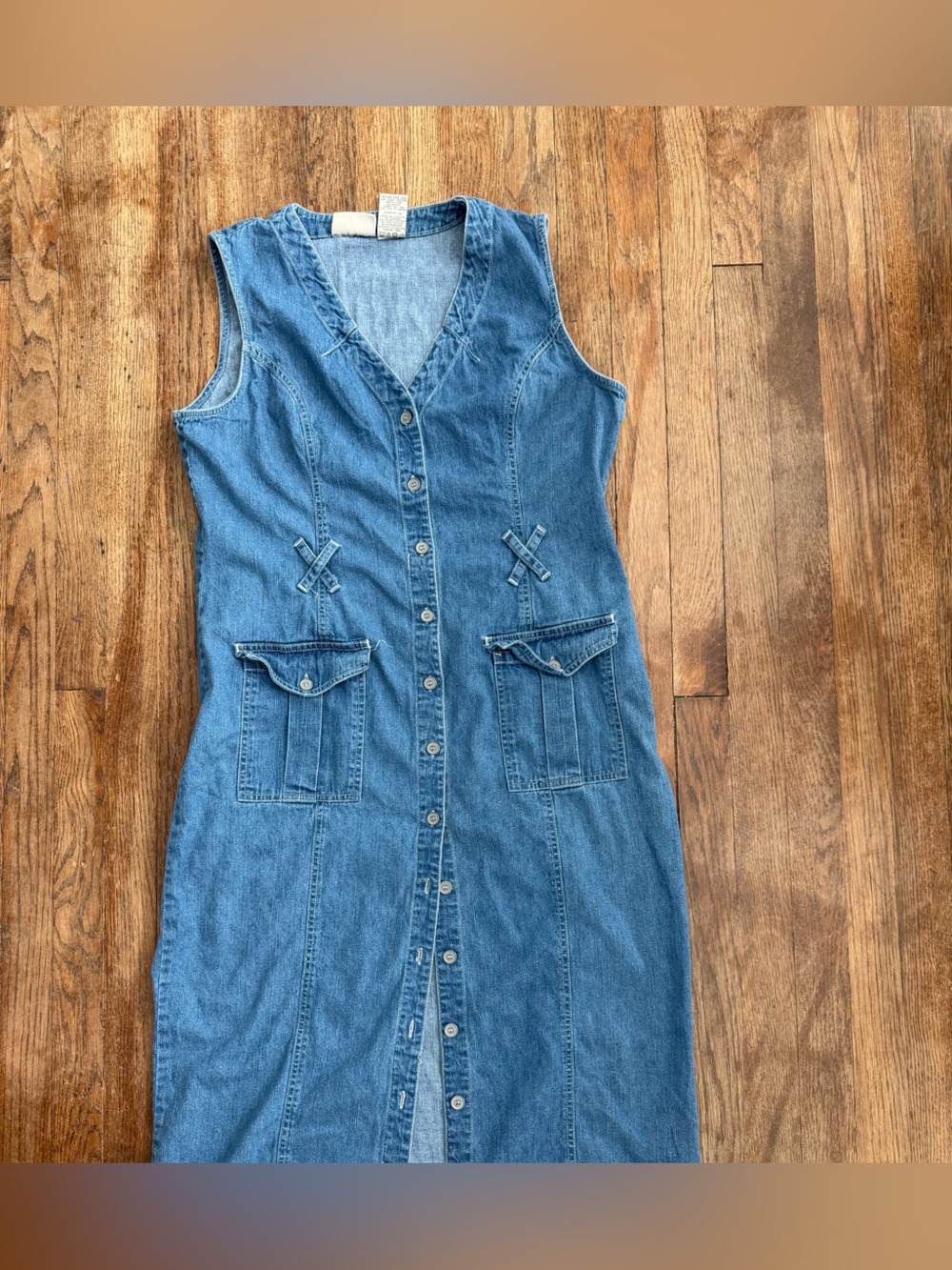 Faded Glory Blue Denim Button-Front Women's Jean Dress